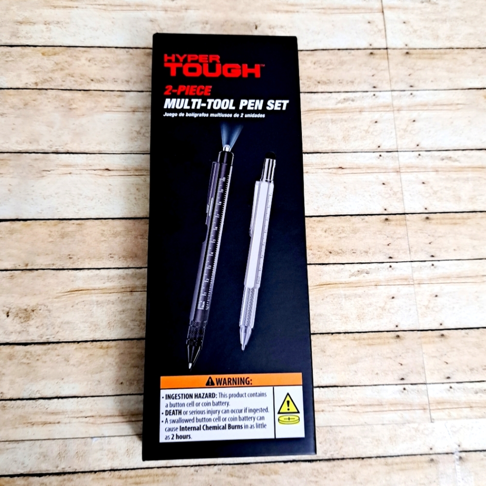 Hyper Tough 2-Piece Multi-Tool Pen Set With LED Light